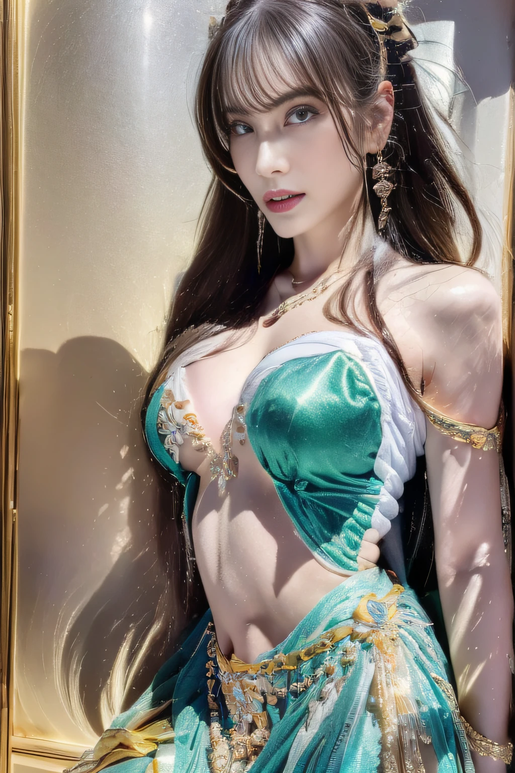 ((Best quality, 8k, Masterpiece :1.3)), 1girl, Pretty woman with emphasizing slender abs :1.3, Huge breasts :1.2, Alluring pose, Pool, Ultra-detailed face, Highly detailed lips, Detailed eyes, Double eyelid