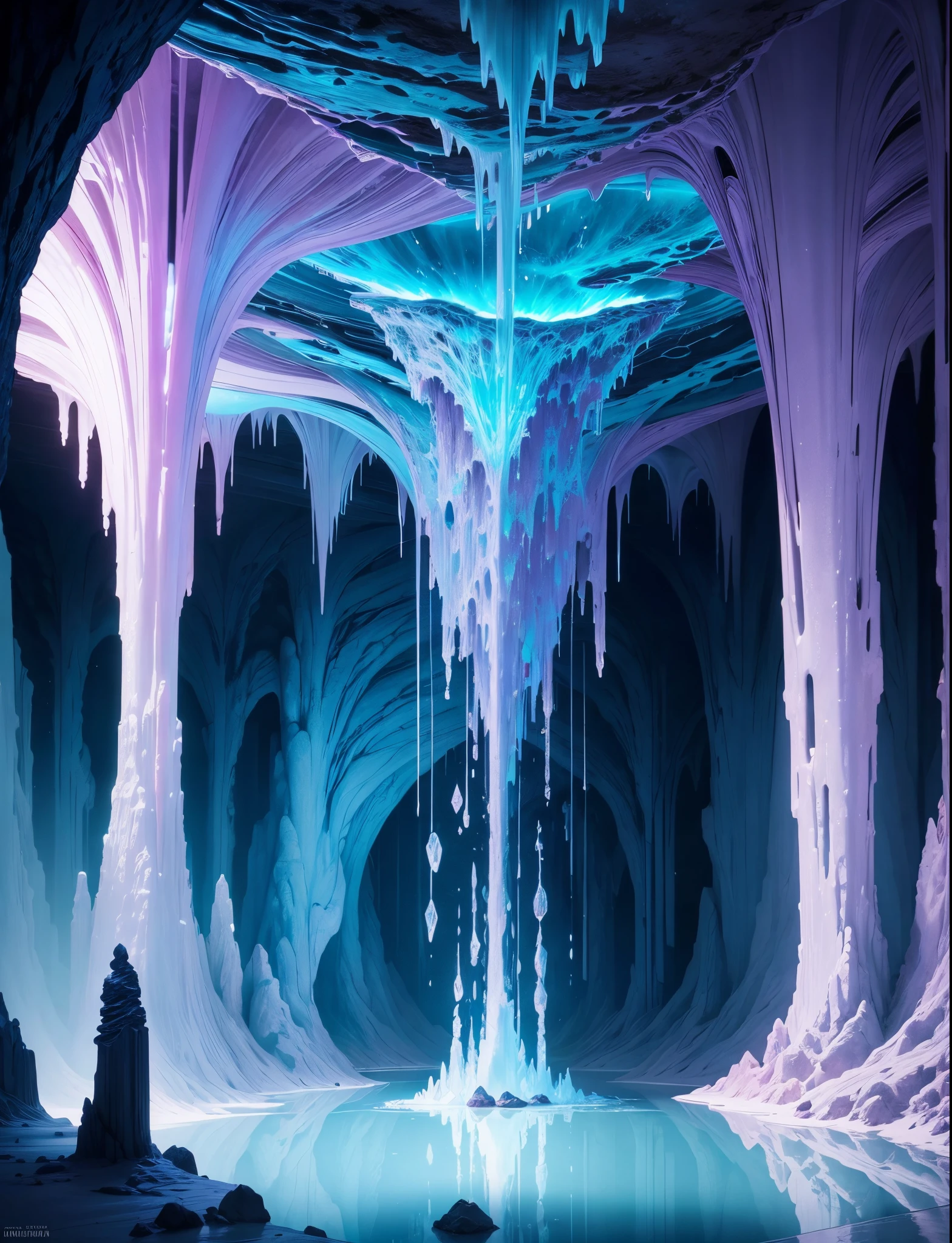 Underground gemstone wonderland,dazzling crystals and stalactites,subterranean magic and mystery,shimmering blue and violet hues,breathtaking formations and reflections,ethereal glow of phosphorescent light,sublime beauty of hidden depths,pristine and otherworldly landscape,sublime beauty of hidden depths,sublime beauty of hidden depths,majestic underground caverns,fantastical shapes and textures,gleaming stalagmites and stalactites,secretive recesses and narrow passages,whispering echoes and hushed footsteps,hypnotic play of light and shadow,crystalline icicles and cascading water,arches and vaults carved by time,exploring the unknown,awe-inspiring natural wonders,entrancing silence and tranquility,enchanted crystal gardens,mystical atmosphere and energy,secrets of the earth's core,revealing ancient geological history,mirroring reflection pools,vivid and surreal color palette,dreamlike and otherworldly imagery,immersing in the realms of fantasy,forgotten beauty hidden beneath the surface,majestic and surreal visual experience.