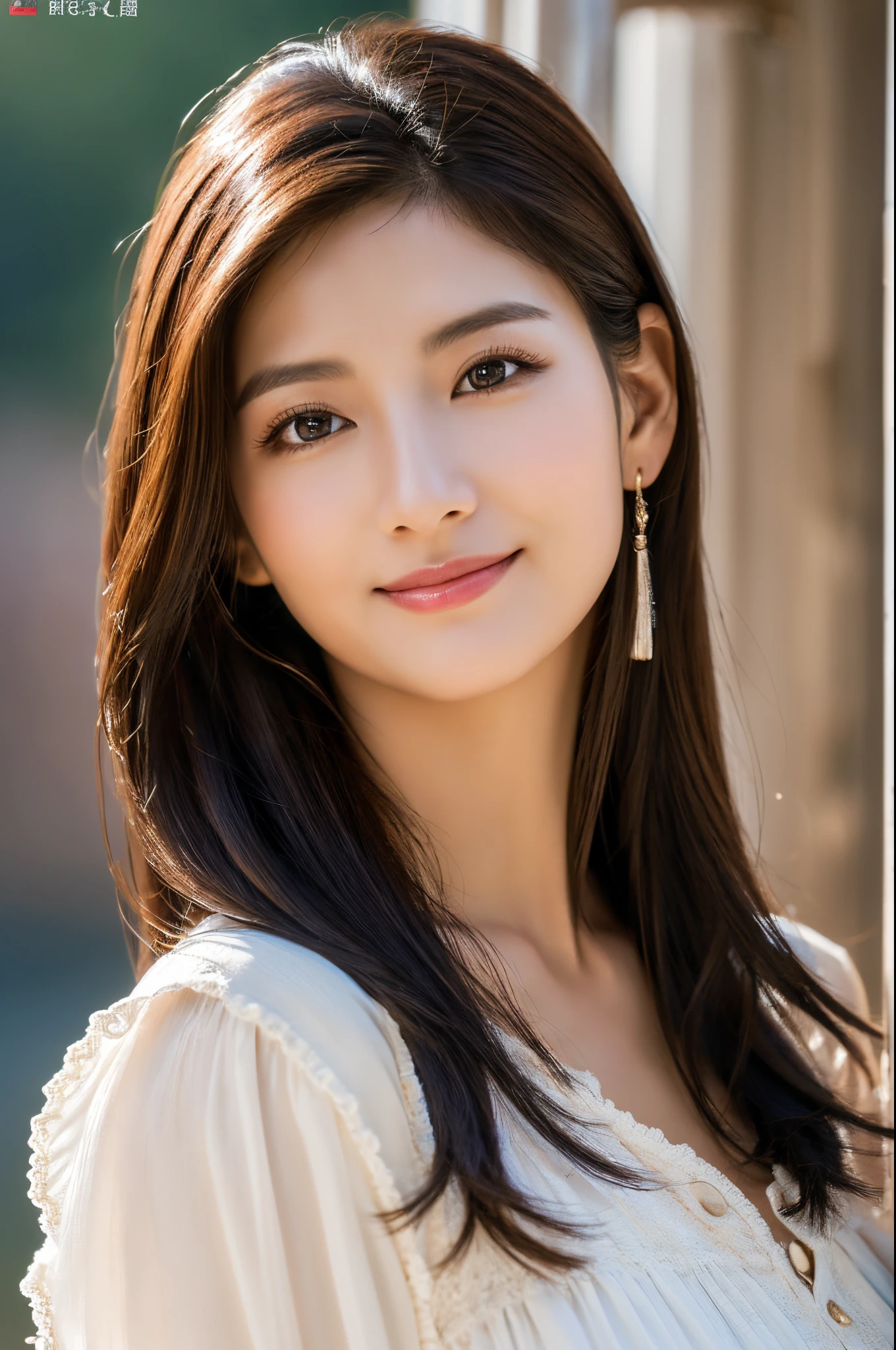 (8K、Raw photography、top-quality、masuter piece:1.2)、ultra-detailliert、ultra res、(realisitic、rialistic photo:1.37)、portlate、high-definition RAW color photography、Professional Photography、highly detailed and beautiful、ighly detailed、8K Picture Wallpaper、amazing detailed、huge filesize、Official art、Highly detailed CG Unity 8K wallpaper Highly detailed woman、madame、40 year old woman with a handsome face, very fine eyes、highlydetailed skin、extremely detailed fingers、highly detailed nose、very detailed detailed mouth、Perfect Anatomy、细致背景、Detailed clothing、de pele branca、glistning skin、Glamorous Boti、Colossal tits、A dark-haired、Semi-long、A smile、Lifelike face、Delicate eyes、Sauce order、Looking at the camera、cowboy shot、front facing、standing athletic pose、动态照明