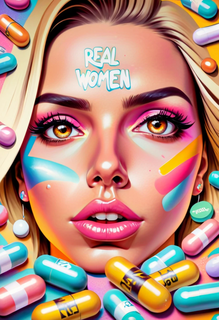 GTA women faces inside a capsuled pills,capsuled,pills,GTA style txt that says "real women exist",GTA women face characters inside a capsuled pills,framed,"real women exist",medium:oil painting,beautiful detailed eyes,beautiful detailed lips,extremely detailed eyes and face,long eyelashes,vibrant colors,soft lighting,highres,ultra-detailed,realistic,photorealistic:1.37,graffiti style,contrasted lighting,holographic,fine brush strokes,shiny texture,urban scenery,expressive poses,confident expressions,fierce attitude,dynamic movements,vivid emotions,graffiti patterns,colorful backgrounds