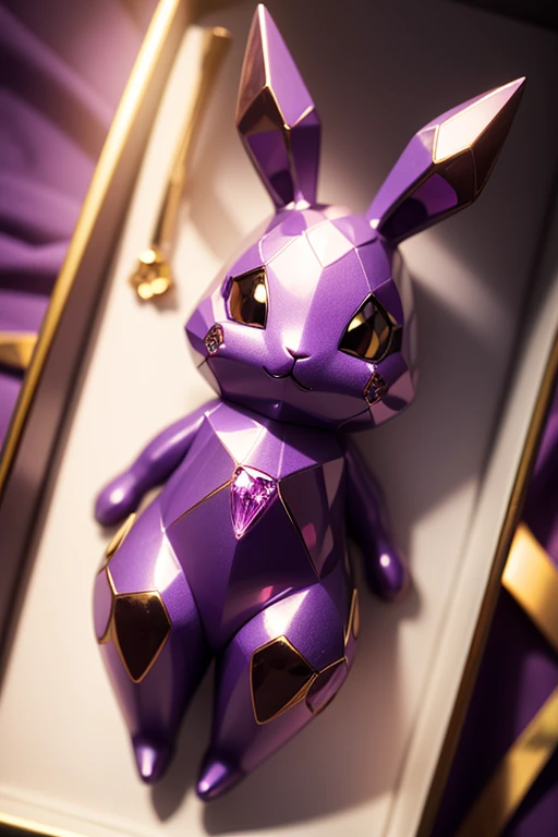 anthro bunny, no human, purple cristal diamond shaped with gold around