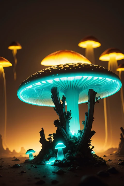 alien bioluminescent mushroom
