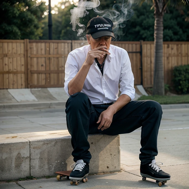Trump smoking and skating
