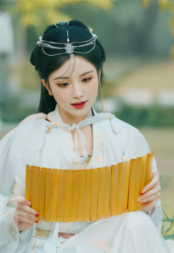 Couple in traditional Chinese clothes holding fans and looking, 宮 ， A girl in Hanfu, white hanfu, Hanfu, Wearing ancient Chinese clothes, Chinese traditional, heise-lian yan fang, Chinese woman, xianxia, Chinese, Inspired by Song Huizong, Matches ancient Chinese costumes