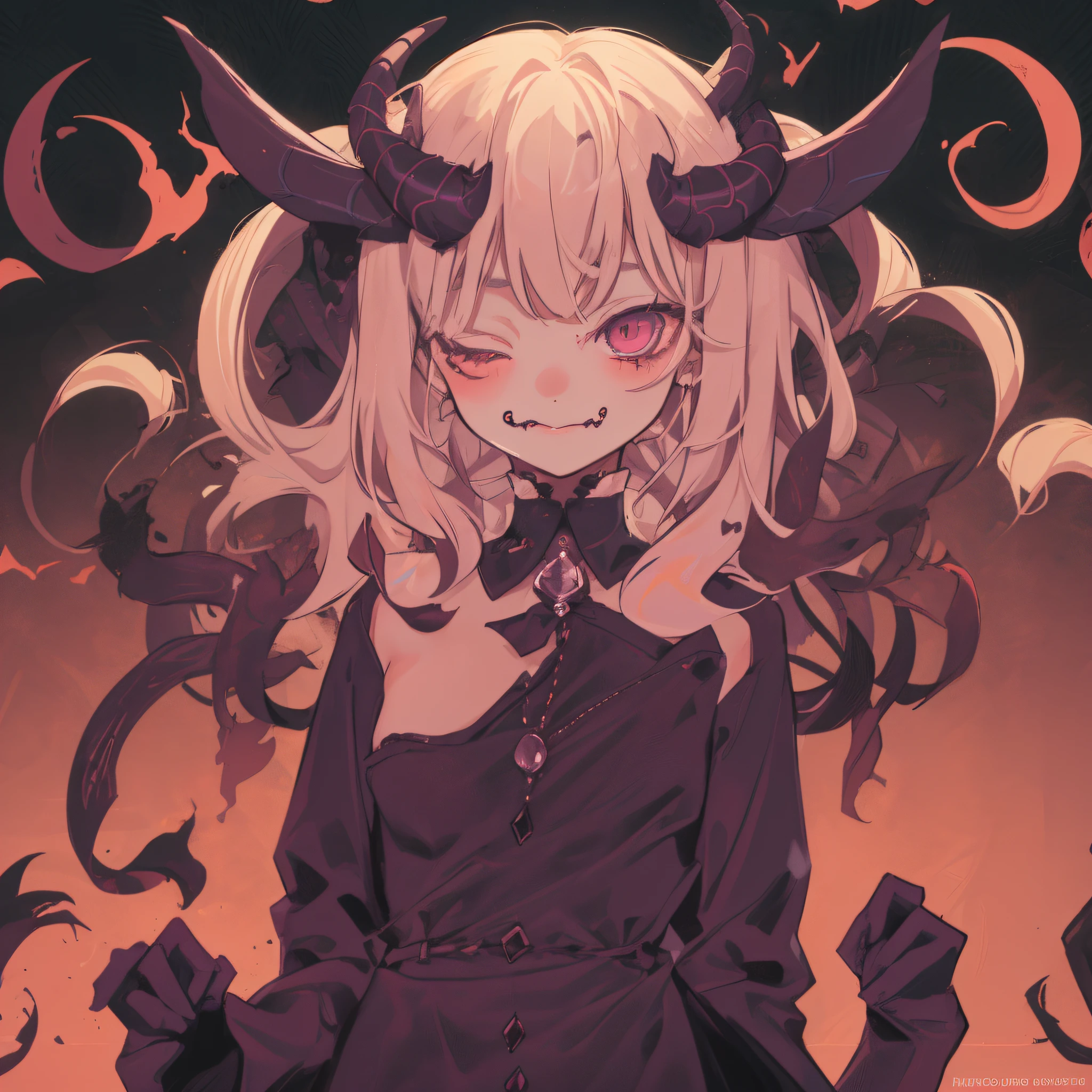 cute Solo Alternative devil girl, Dark Wave, Occultic, Instagram Girl, special effects, depth of focus, anime, solo,