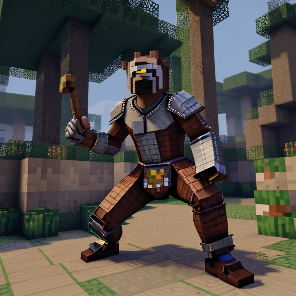 Steve de minecraft con una armadura de esmeralda