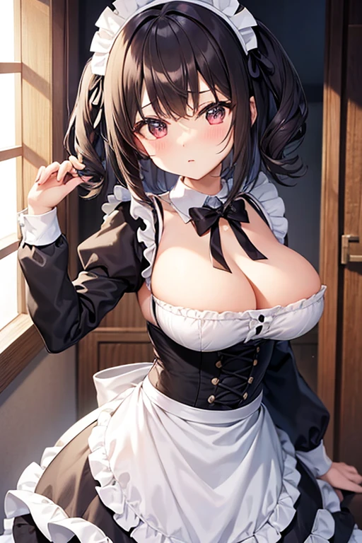 Maids、 big boobs、A dark-haired、Bare、bobhair
