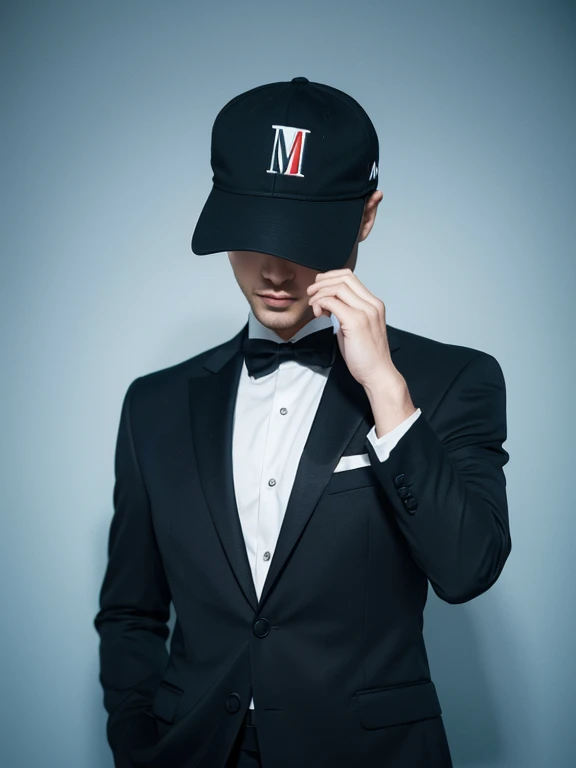 stability，Professionalism，Modernity，badges，easy to recognize，Suits，logotype，BackgroundM，Logo minimalist，Badge LOGO，Company logo，Company badge，logotype，Add a big M on the background，Games software，Technologie，gameicon，2D icons，Design the logo，In the center  a businessman wearing a suit，
