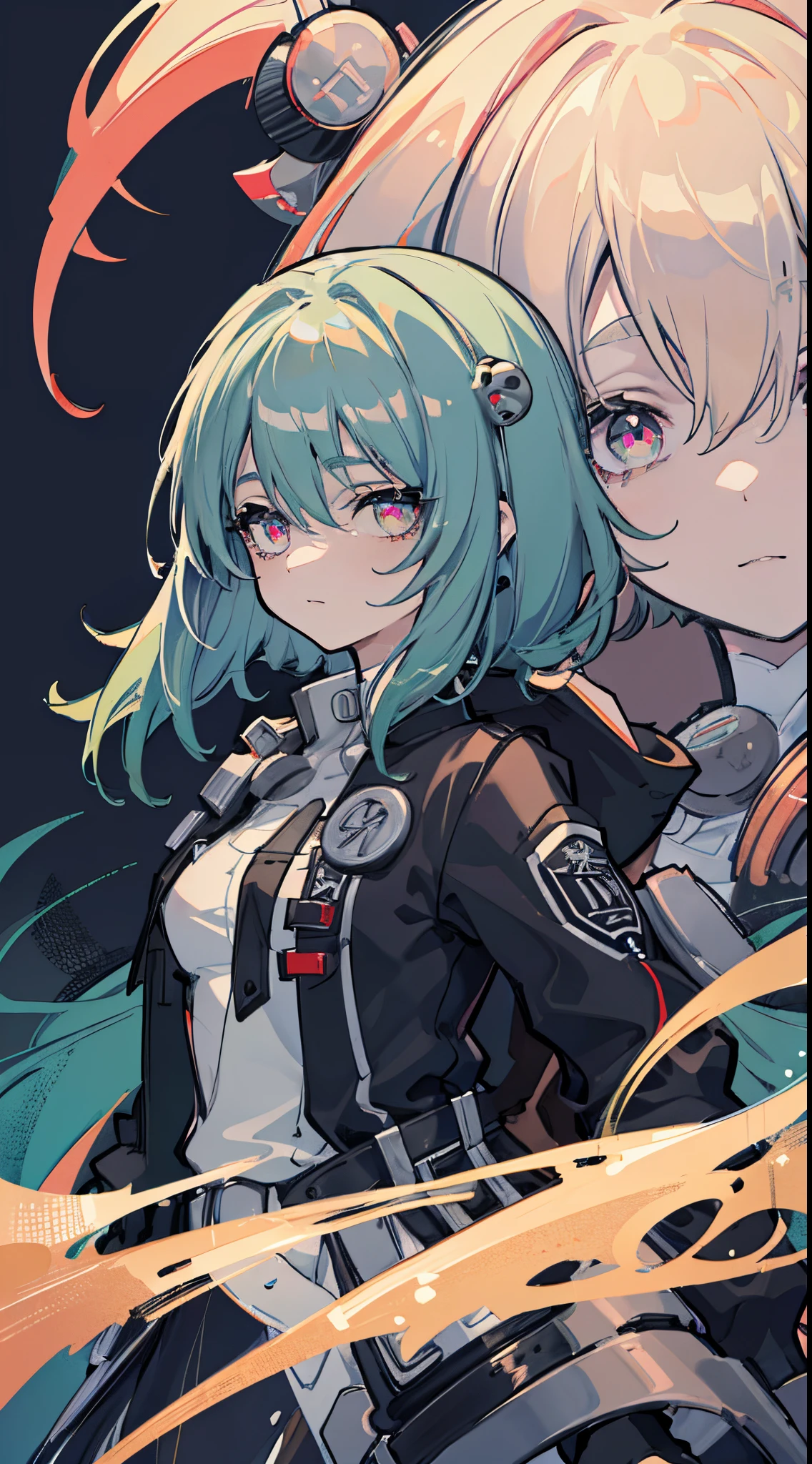 glowing eyes, colourful glowing hair, wearing sci-fi jacket, anime style, high detail, Futurism, glowing light, UHD, retina, masterpiece, ccurate, anatomically correct, textured skin, super detail, high details, high quality, award winning, best quality, highres