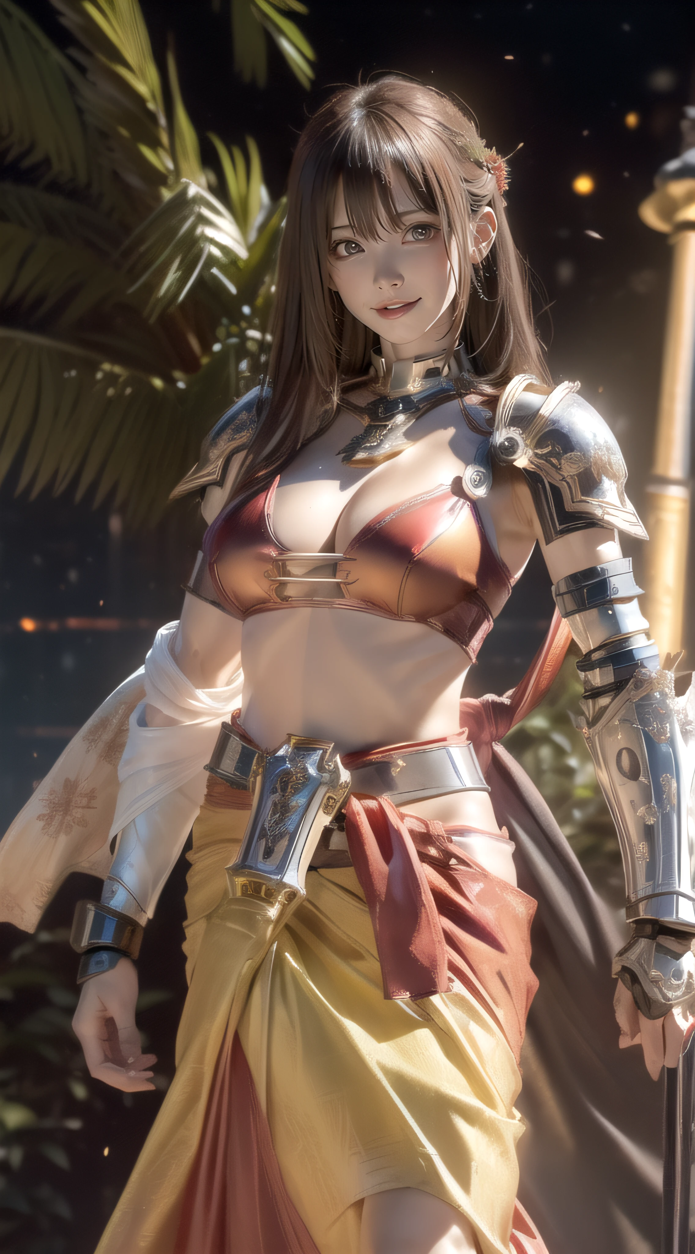 (From below),Cinematic scene,(she has a lightsaber,dramatic wielding katana pose),1girl in,(Ultra detailed skin),Curve,Petite,Beautiful breasts,Large breasts,pale skin,pointed breast,????? nipples,(Fantasy Art,Highest image quality,Hyperrealist portrait,(8K),Ultra-realistic,Best Quality, High quality, High Definition, high quality texture,high detailing,Beautiful detailed,fine detailed,extremely details CG,Detailed texture,realistic representation of face,masutepiece,presence,Dynamic,Bold),(Thin hair),(Soft hair),(Straight hair:1.5),Swept long bangs,Extra bright coppery amber hair,Hair over one eye,((Clothed:1.5),Leather boots,Leather Gauntlet,(santa dress armor:1.5),(Long Silk Salon:1.5))), Year's on_Gundam,Chrome Tech ,Year's on_Gundam