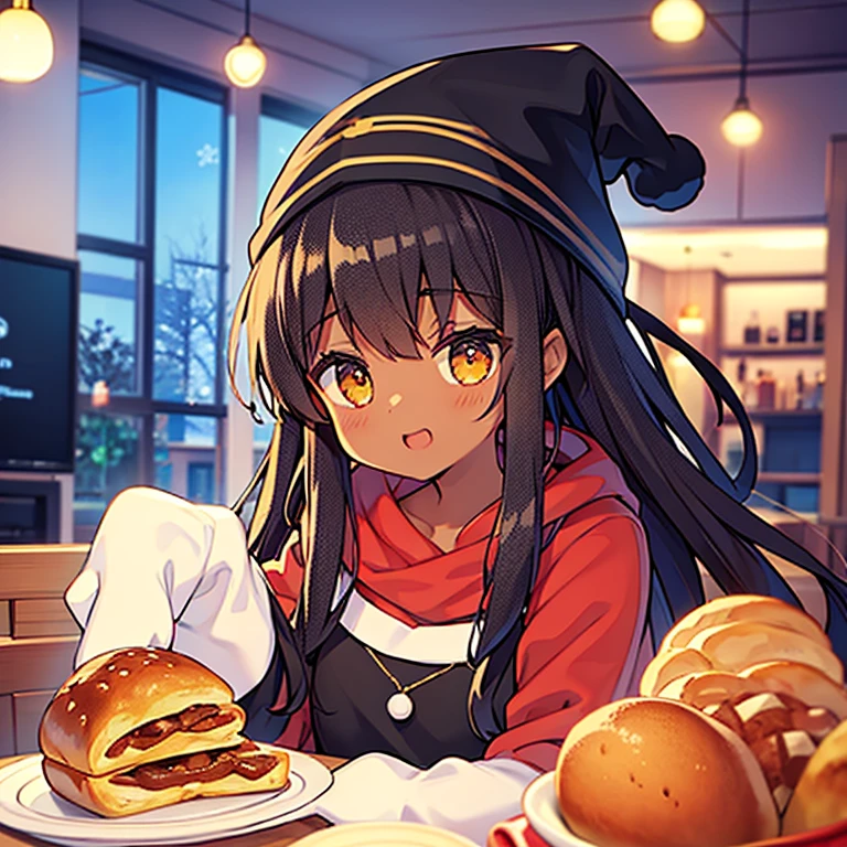 Black guy with dreads, bread and Christmas hat on
