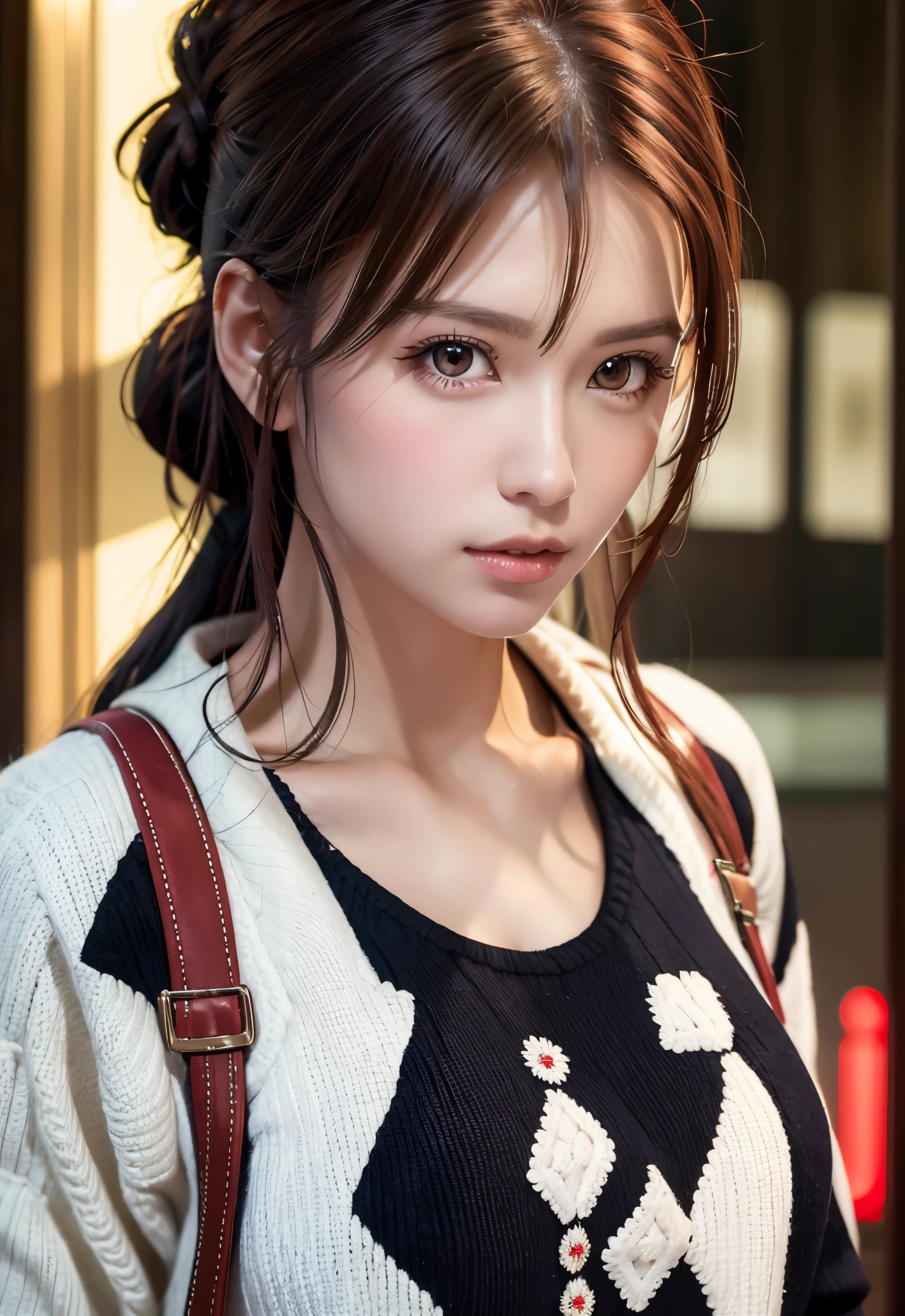 8K, of the highest quality, masutepiece:1.2), (Realistic, Photorealsitic:1.37), of the highest quality, masutepiece, Beautiful young woman, Pensive expression, Thoughtful look, Female doctor, Hair tied back, Cinematic background, Light skin tone