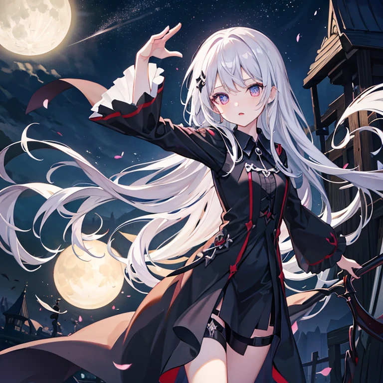 black lily、Shining Grim Reaper dress design with the moon