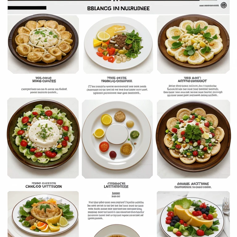 Create an engaging and informative infographic to illustrate
the principles of a balanced plate based on nutrition and dietary
guidelines.
