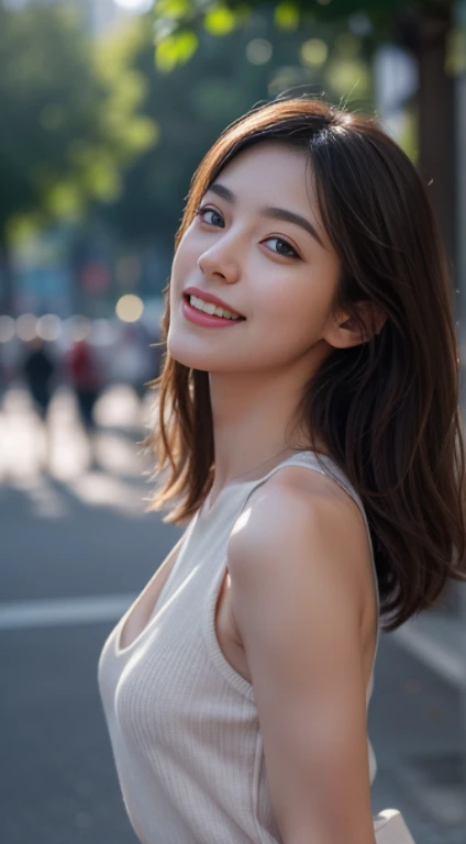 10, master-piece, RAW photo, full entire body, bestquality, photorealistic portrait, extremely detailed cg unity 8k wallpaper, Depth of Field, cinematic light, lens flare, ray tracing, (Very beautiful face..... , beautiful lips, beautidul eyes), Complex face details, ((ultra-detailed skin)) 1girls, In the dark, Deep Shadows, A Beautiful Girl, (The body is very slender...... :1.3), ((looking at the audience)),(big smile:1.3), Clear eyes, Front Shot, (pale skin), (Look very far ahead......, (upper body shot), (Brown cooked for the audience......:1.3), Very thin, mediuml breasts, thick thighs,, city scape,(Random trendy outfits, ), (Random environment,nighttime,daylight), (Random environment,in the city,trees,market)
