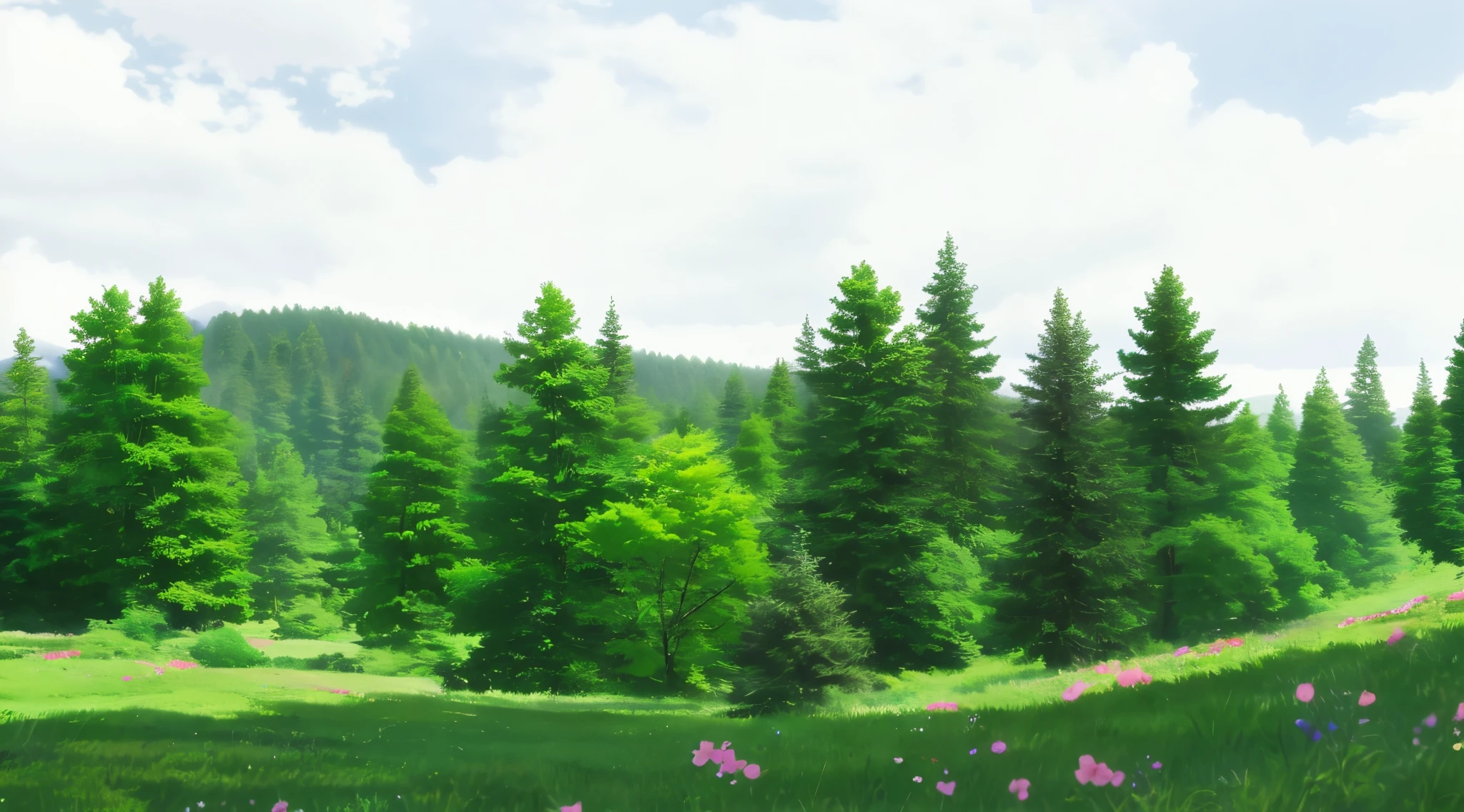 there  a picture of a green forest with trees and flowers, forest in background, forest clearing landscape, forest on background, thick forest, random forest landscape, forest background, forested background, forest in the background, forrest background, forest environment, dense forest, woodland background, green flora forest, forest outside, wooded environment, in a background green forest, woods background, 4k anime, 4k anime background, 4k detailed, 4k anime, 4k anime background, 4k detailed,