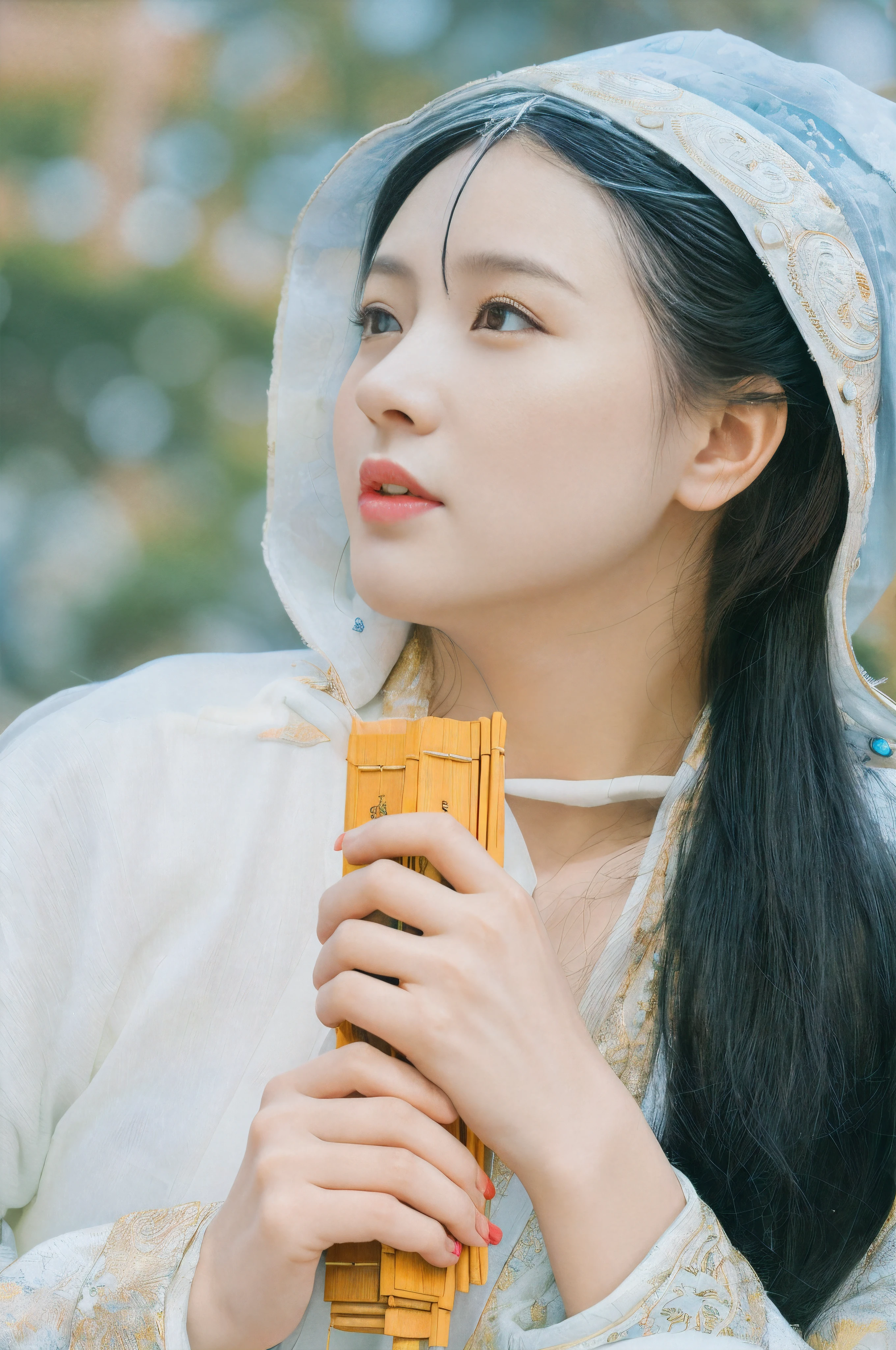Couple in traditional Chinese clothes holding fans and looking, 宮 , A girl in Hanfu, white hanfu, Hanfu, Wearing ancient Chinese clothes, Chinese traditional, heise-lian yan fang, Chinese woman, xianxia, china idol, Inspired by Song Huizong, Matches ancient Chinese costumes,フォトリアリスティック,Oooooh, Oh, really,フォトリアリスティック,good eyes good nose