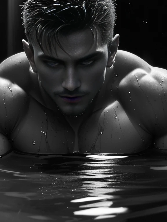 Blue eyed handsome man with muscular body sitting on top of me