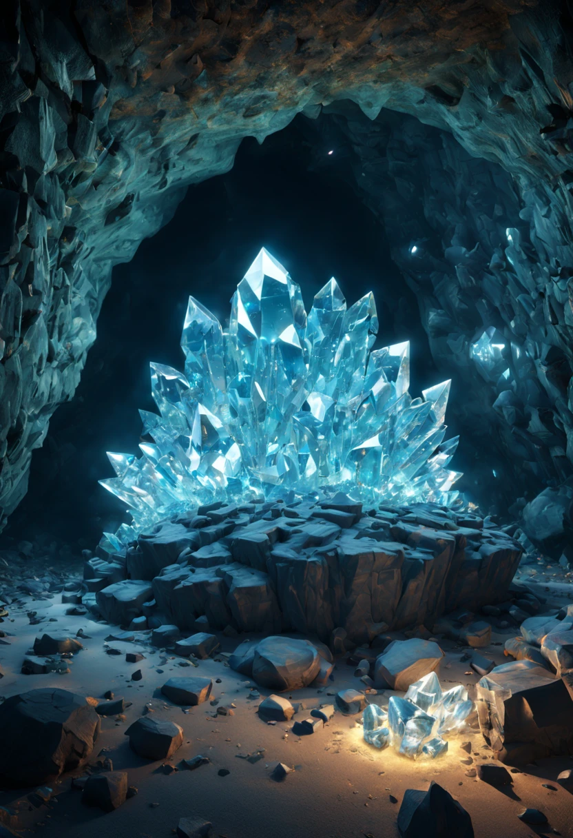 (by Osamu Tezuka:1.2), (a Cave with Crystal), glowing crystals, Crystal reflection, ultra-wide-angle, octane render, enhance, intricate, (best quality, masterpiece, Representative work, official art, Professional, unity 8k wallpaper:1.3)
