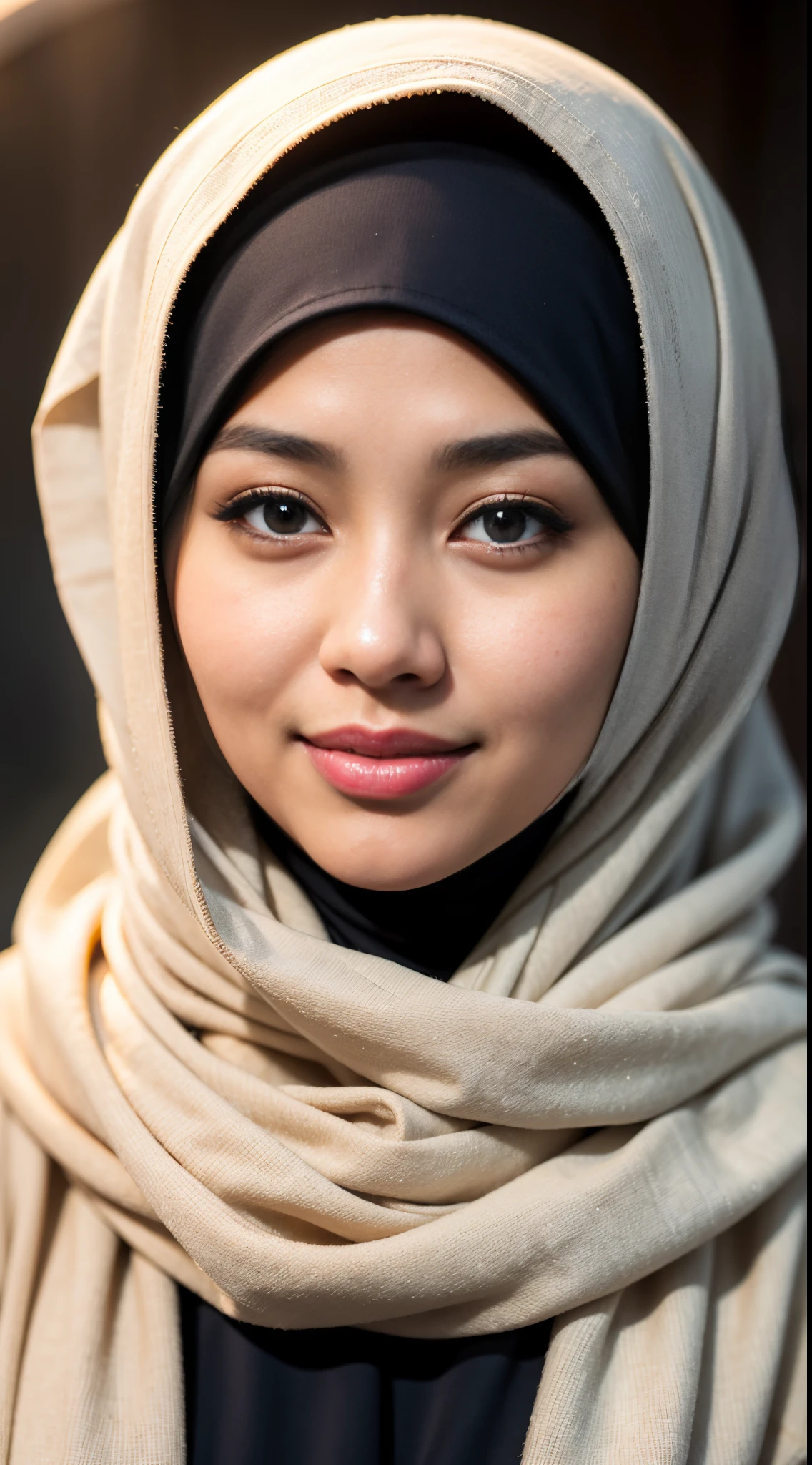 1 malay girl , modern plain hijab, shy, medium portrait shot , watery eyes ,lip watery, lip glossy, open mounth, ((big breast)), 1 Malay girl, modern plain hijab, shy, medium portrait, watery eyes, RAW, Best quality, high resolution, masterpiece: 1.3), beautiful Malay woman in hijap:0.8),perfect nose,perfect lips, perfect eyes, detail :1.2), big breast, beautifull face, soft smile,Beautiful woman wearing a hijap, a woman in a beige dress and a white scarf, hijab, jessica kumala wongso, handsome girl, lovely smile, lovely woman, with lovely look, with a beautifull smile, cute beautiful