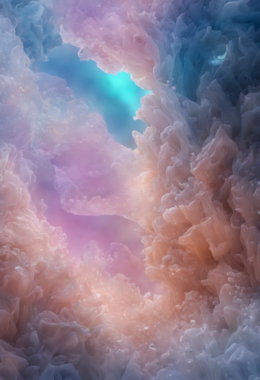 (8k wallpaper, .primitive, Photorealistic:1.25) ,( glossy side,, Best quality, Ultra-high resolution, Depth of field, color difference, Caustics, Special light) ,Iridescent color style,(dreamy and romantic compositions:1.5)，Bright style，Crystal Cave,