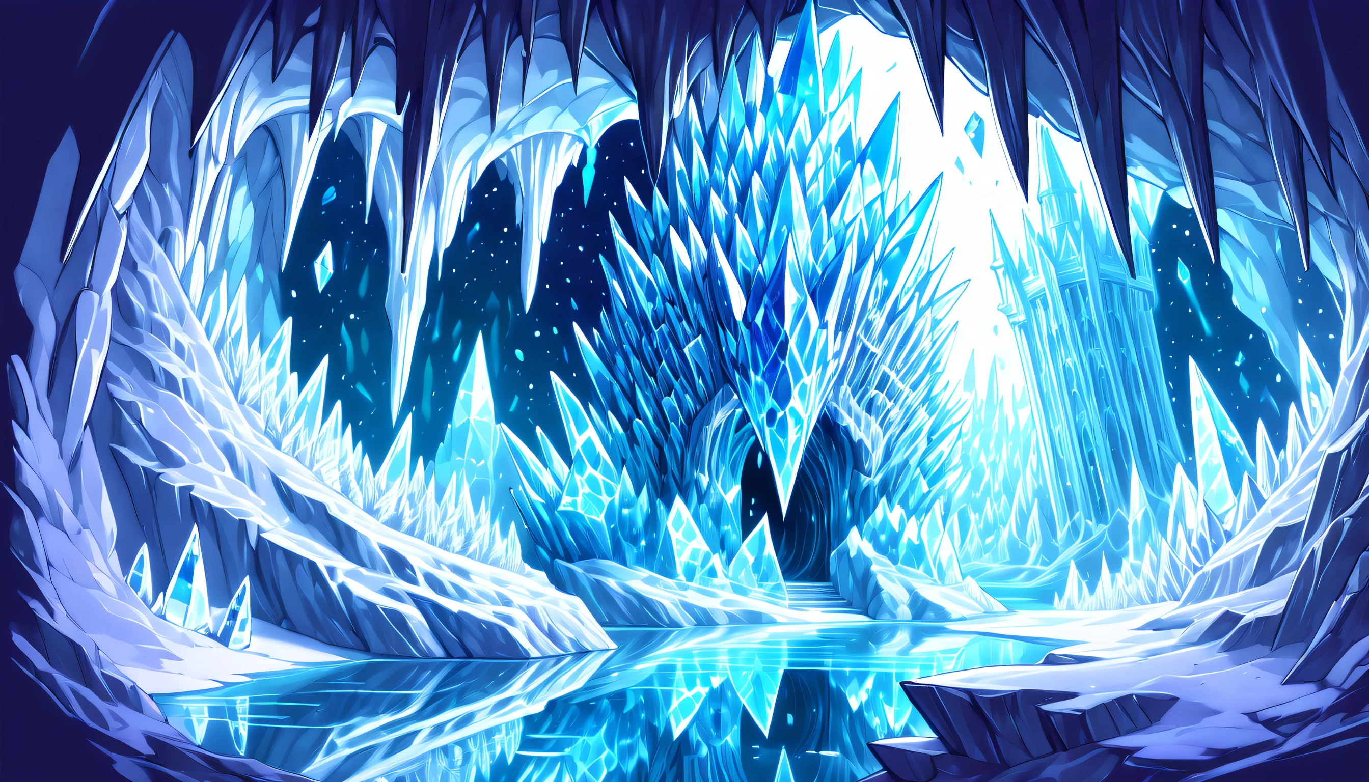 (((Crystal cave with river echoes in wireframe sketch, Added dark fantasy gouache paintings:1.4))). Art that mixes elements of  cutting, The walls of the crystal cave are decorated with sparkling crystals, An atmosphere full of fantasy and mystery. dark cyan red crystal, dark cyan azure crystals, dark cyan white crystal、Leads to a hidden treasure guarded by a stunning magical wave wolf statue。, The cave  carved with many dark fantasy style intricate details, Wings painted in bright cosmic colors and、The eyes of a bat that shine like another world, Gives a mysterious and ancient atmosphere, Otherworldly illustration rendered in dark fantasy style with a realistic touch, glittering effect, wonder and adventure, Stunning detail. masterful illustration, Fusion of delicate texture and precise details, Unique exaggerated detail effect, Masterpiece Quality, (((Amazing masterpiece quality due to the combination of ultra-realistic details and highly intricate details Beautiful details shine:1.3))), (((Unparalleled sharpness and clarity:1.1))), (((Radiosity rendered in stunning 32K resolution:1.3))),All captured with sharp focus, Highest Quality, hightquality,