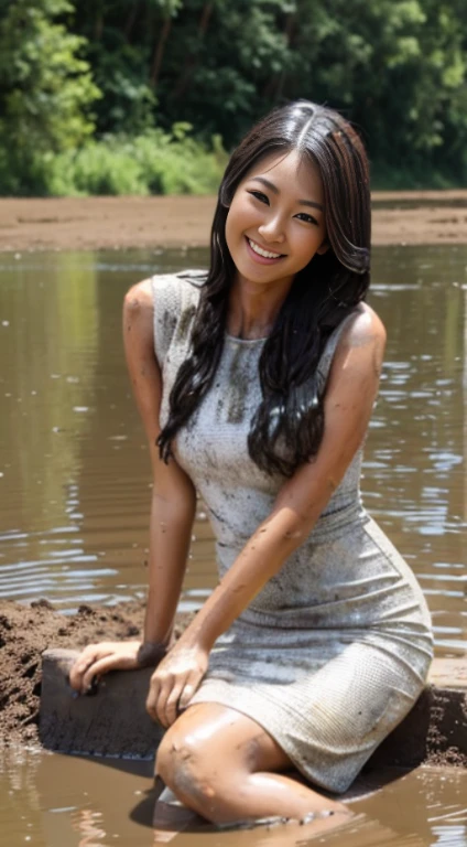 slender woman, wearing textured pencil dress, [sitting], ((soaked)), ((mud festival)), ((messy mud stains)), ((smeared with mud)), (covered with mud), (covered in mud), covered in dirt, covered in filth, utterly muddied, muddy, sticky mud stains, (((smeared with thick black liquid mud))), wet mud, gooey mud, dark mud, (((mud splatters))), (doused with mud), (drenched with mud)