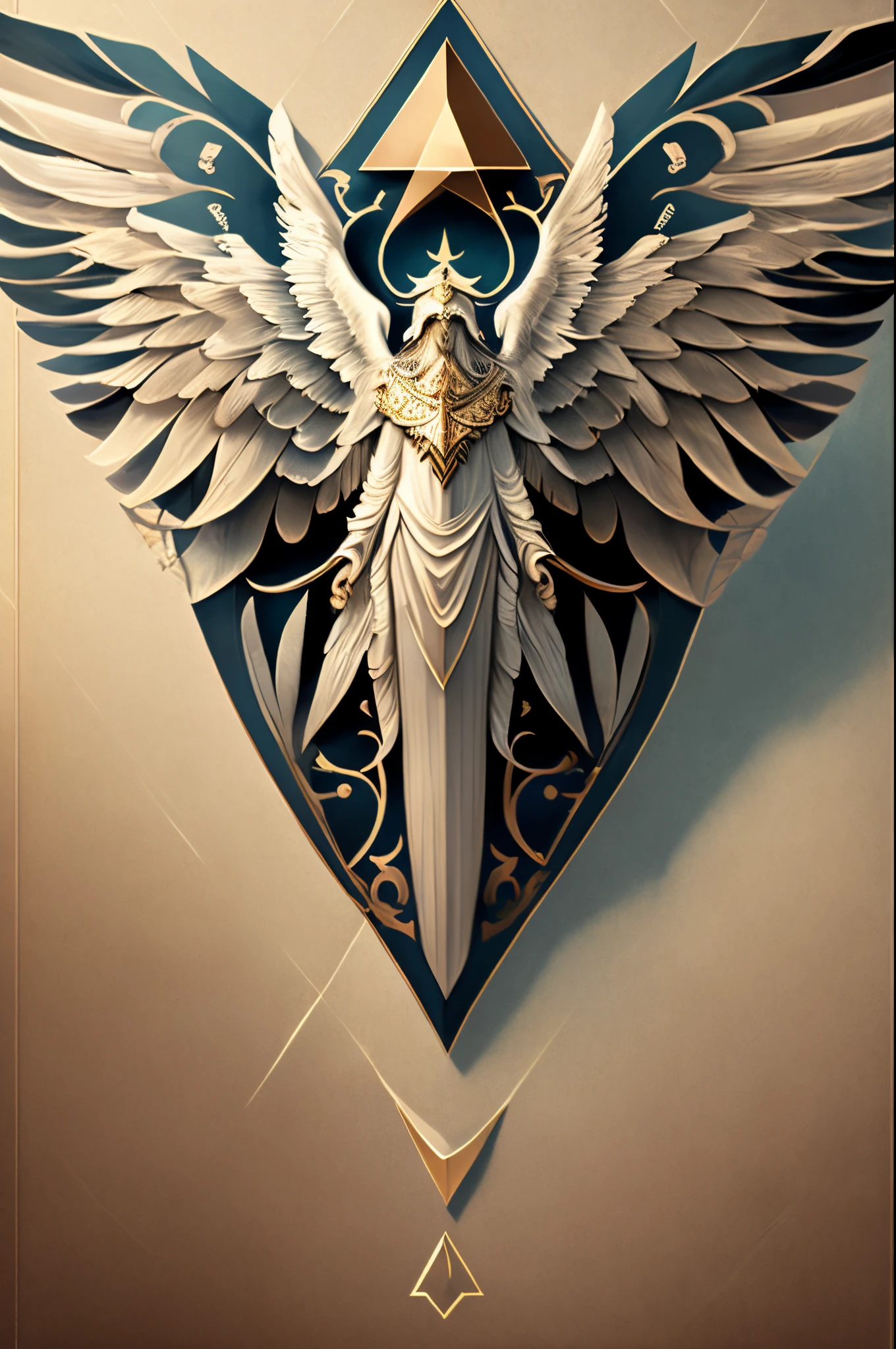 A seraphim with a floating triangle above it (Phone Walpaper)