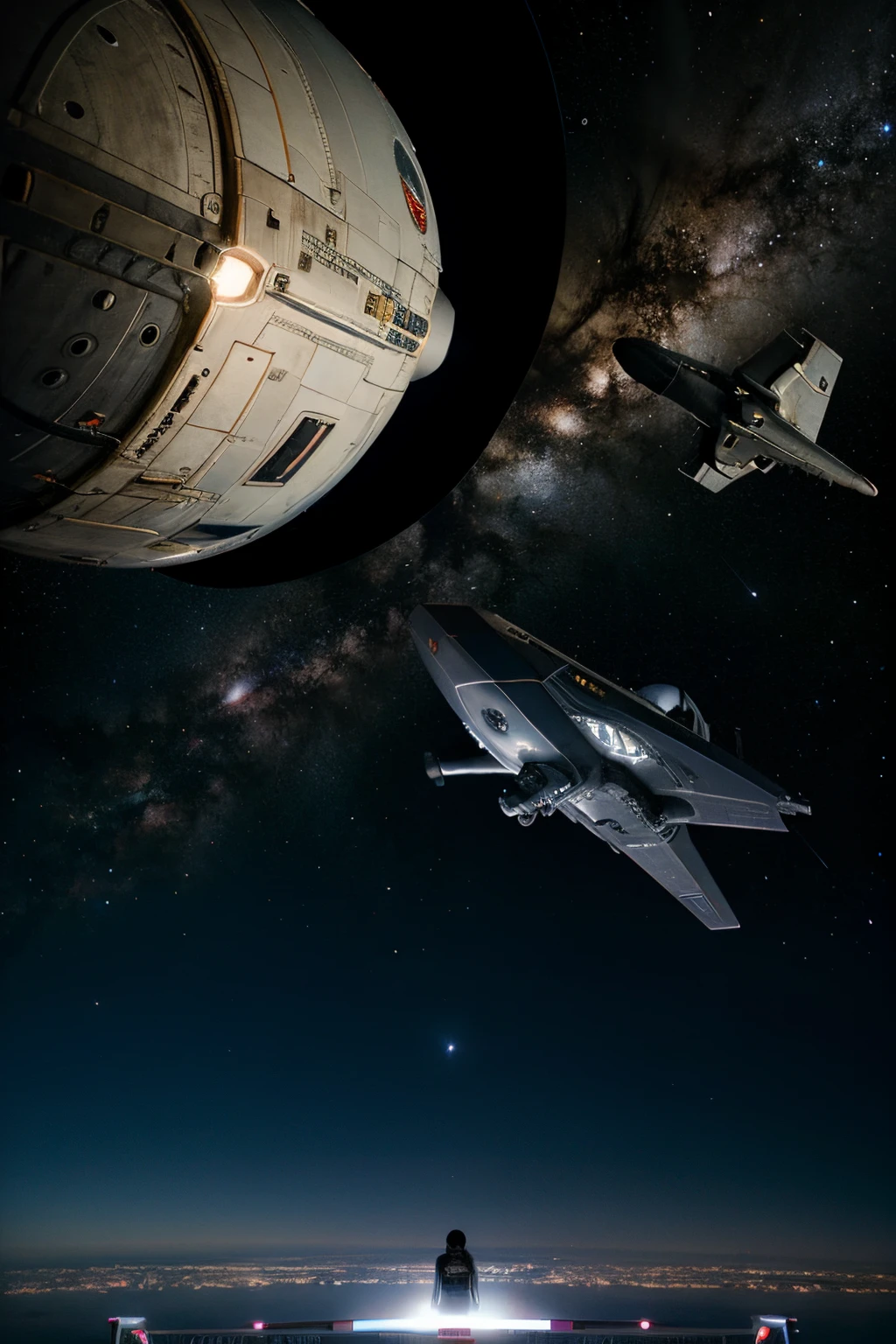starship, pilot, bridge of starship, Japanese girl, galaxy, outer space