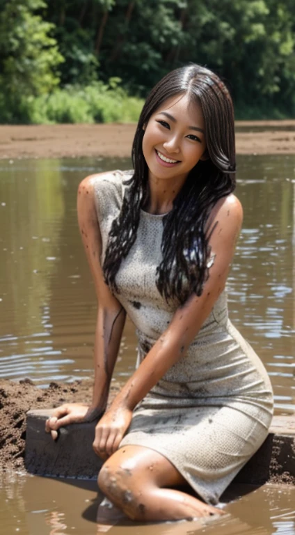 slender woman, wearing textured pencil dress, [sitting], ((soaked)), ((mud festival)), ((messy mud stains)), ((smeared with mud)), (covered with mud), (covered in mud), covered in dirt, covered in filth, utterly muddied, muddy, sticky mud stains, (((smeared with thick black liquid mud))), wet mud, gooey mud, dark mud, (((mud splatters))), (doused with mud), (drenched with mud)