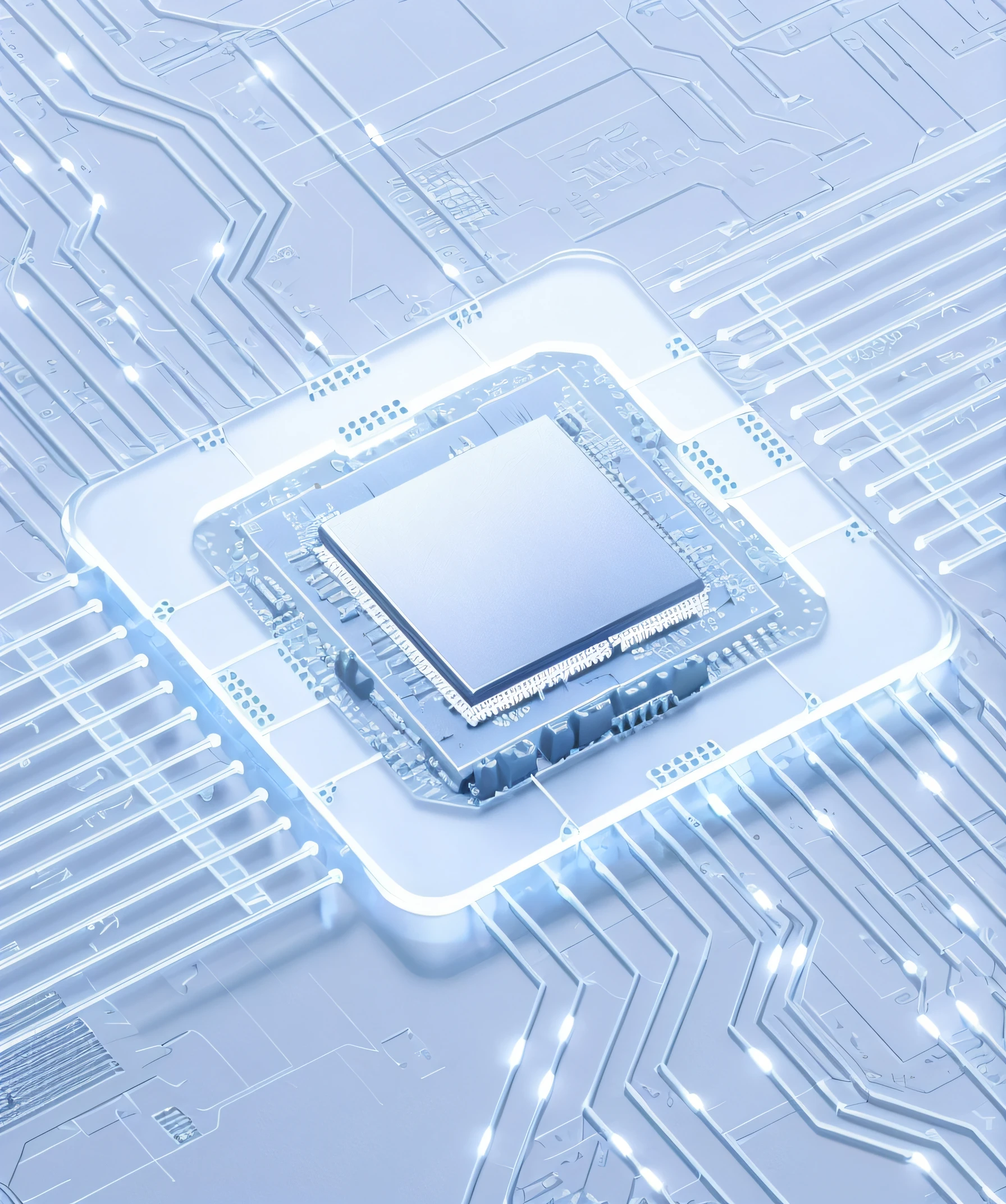 Close-up of processor on computer board with blue background, neuromorphic chip, quantum processor, integrated circuit, computer chip, computer generated, processor, electronic components, micro Chip, micro Chip, cpu, circuit board processor block, circuit board processor, 8K computer rendering, computer graphics interface, technologies, translucent microchip ornate