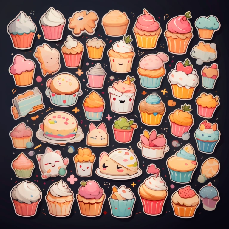 clip art , cupcake stickers , Fundo , white backgrounid,No background