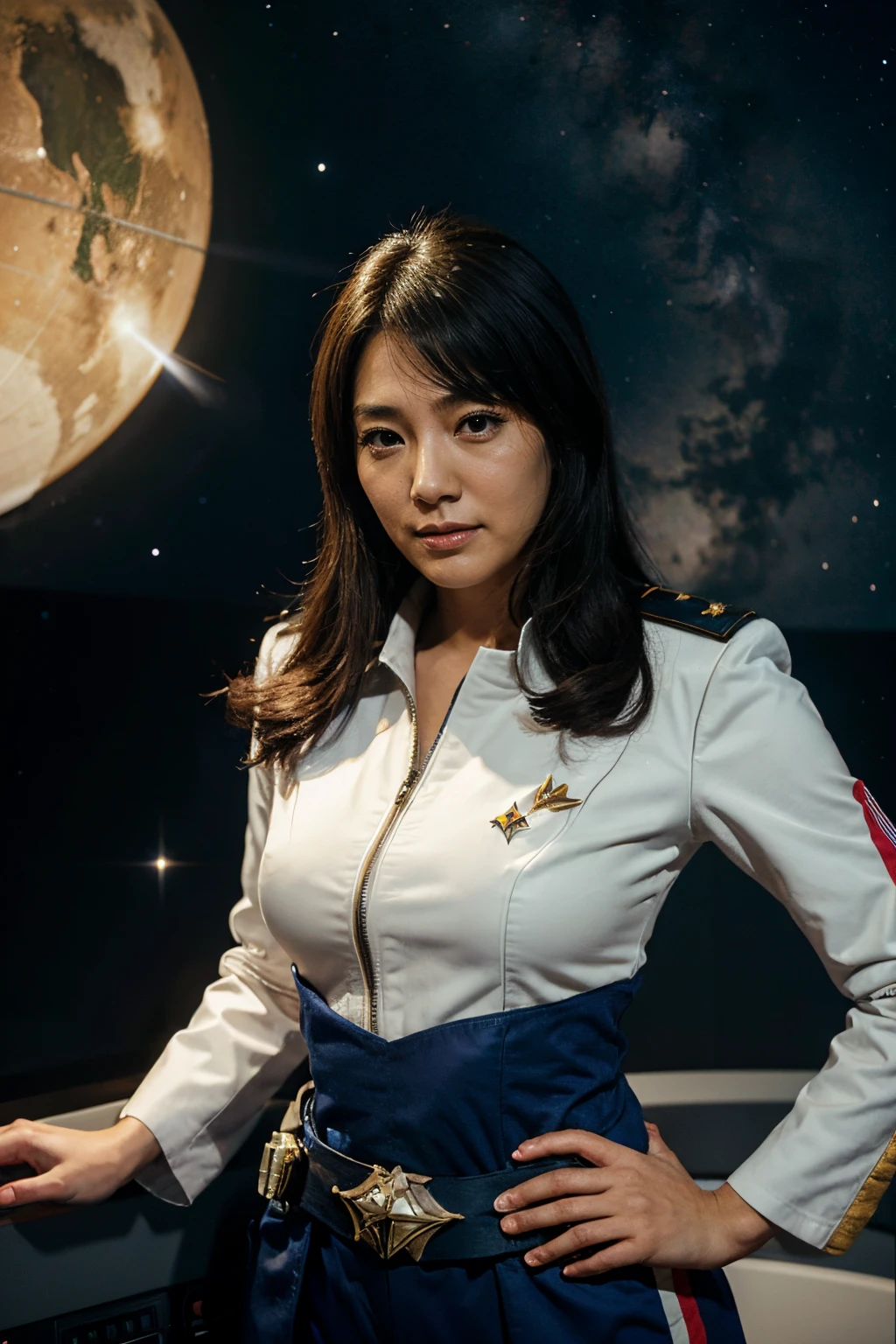 captain of starship, Japanese, planet, star