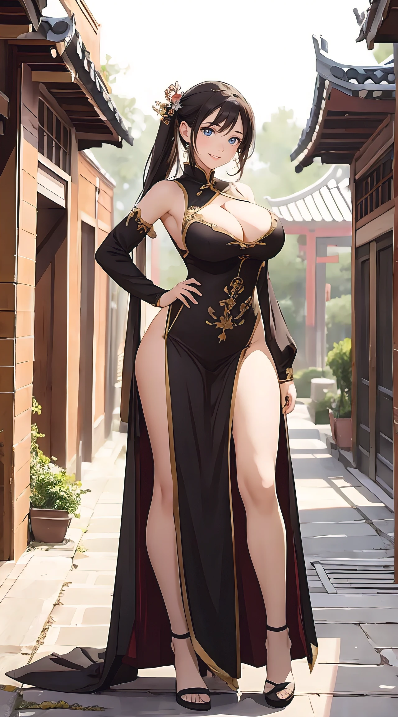 (masterpiece, best quality), 1 girl, full body, perfect body, big breasts, woman, China, ancient, traditional
