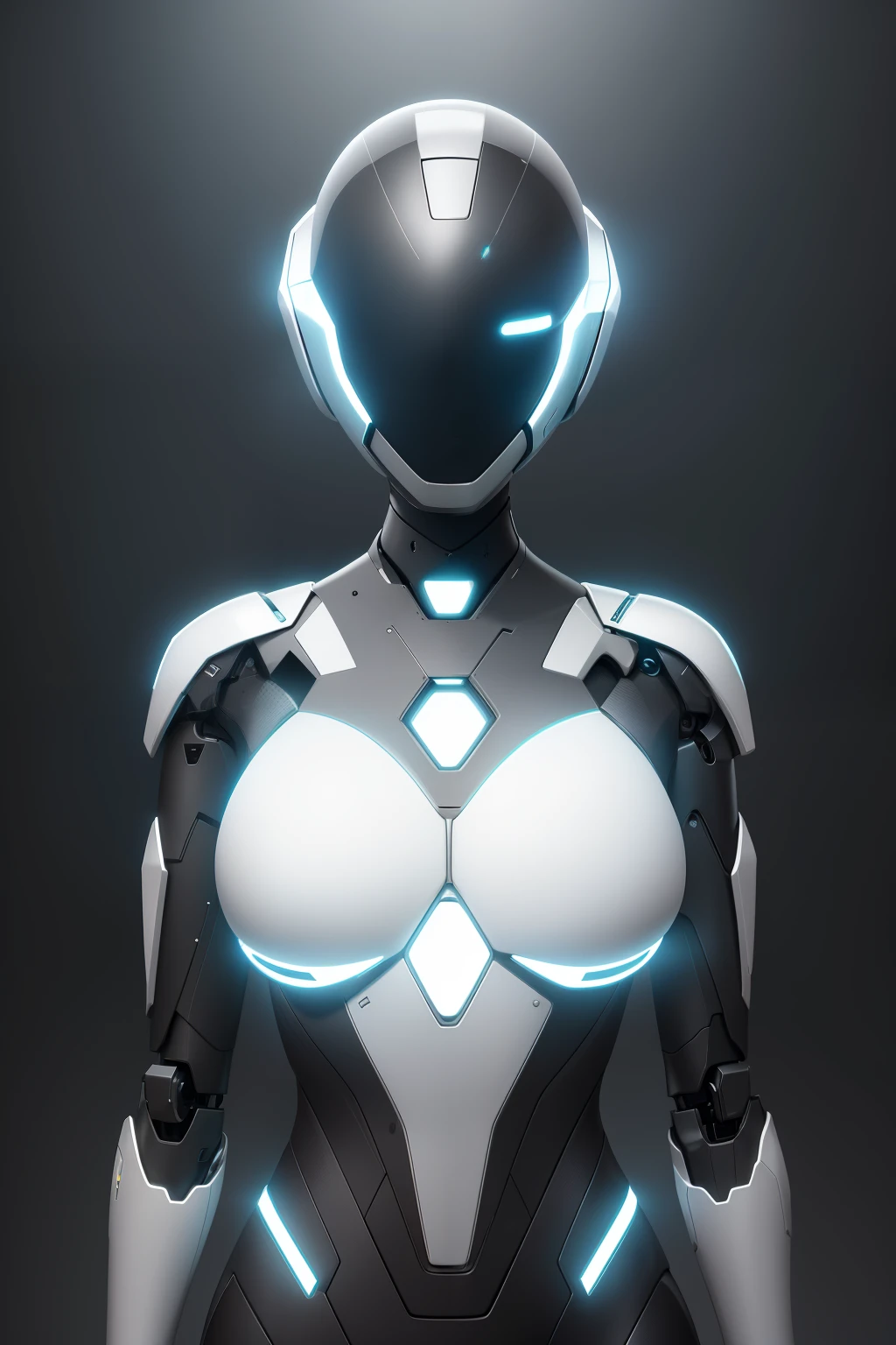 dramatics, Ultra-realistic translucent eyeless robot, without nose, with no mouth, and smooth, futuristic design,  Has a feminine body, medium, made of metal, The lines on the body sparkle,  Smooth and futuristic, No eyes, without nose, with no mouth, sleek and beautiful,  sci-fy, future design, dramatic lights, north african free trade area, ray traycing