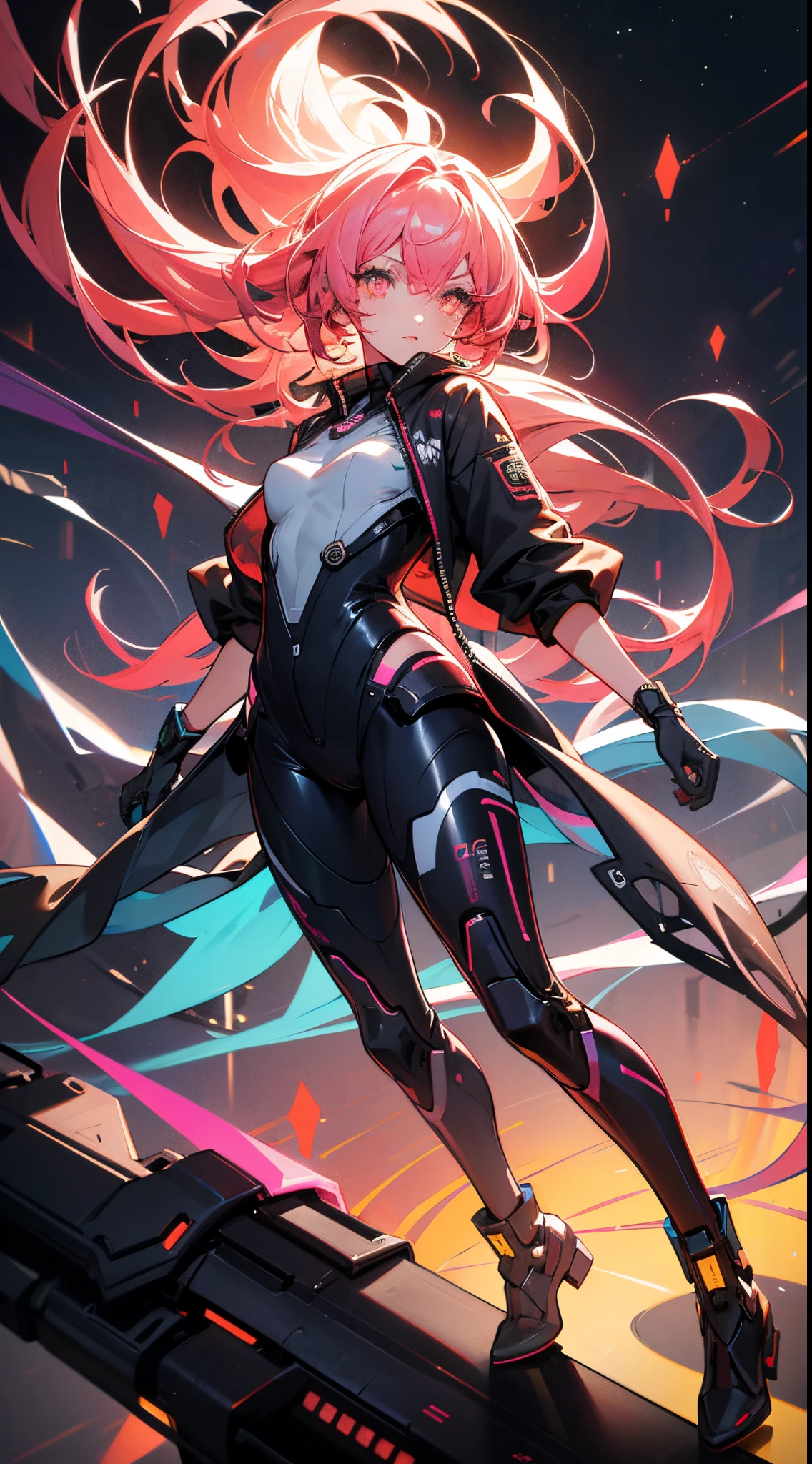 glowing eyes, colourful glowing hair, wearing sci-fi jacket, anime style, high detail, Futurism, glowing light, UHD, retina, masterpiece, ccurate, anatomically correct, textured skin, super detail, high details, high quality, award winning, best quality, highres