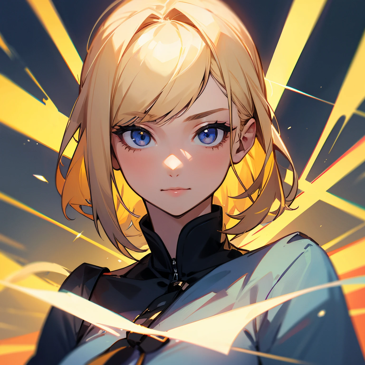 Blonde young lady looking forward