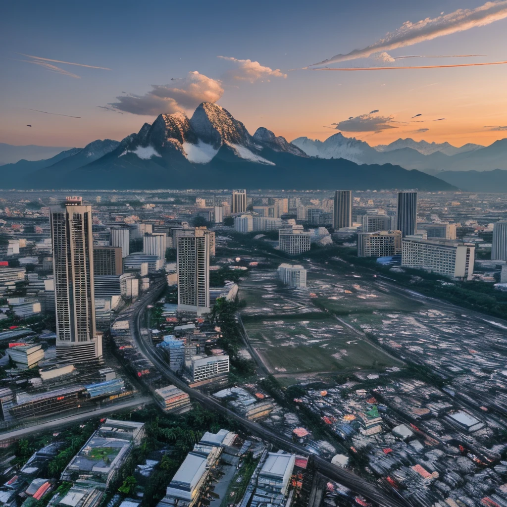 Bangkok and snowy mountains