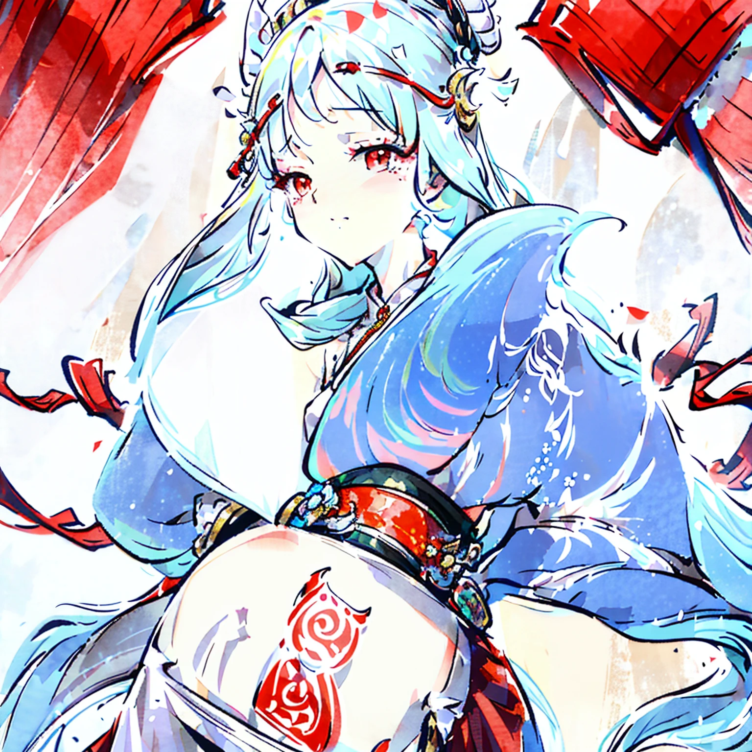 lace wedding,The royal lady with her head raised and her chest raised,Shyness has the highest quality,very explosive,A god comes to earth,snow white light hair,The lines are as red as blood,Blue lines fill the eyes,navel red,Lower bust, 校服, Classroom, bookbag, llight rays, Glow, upper legs, 鎖骨, Willow waist, (tmasterpiece)pull him。Raised sexy。Lace suspenders。Wear less clothing,20。"(((Best quality at best))),(((ultra - detailed))),(((tmasterpiece))),lamplight, 1 Sister, lace underwear big breasts, Smile shyly"Whole body diagram