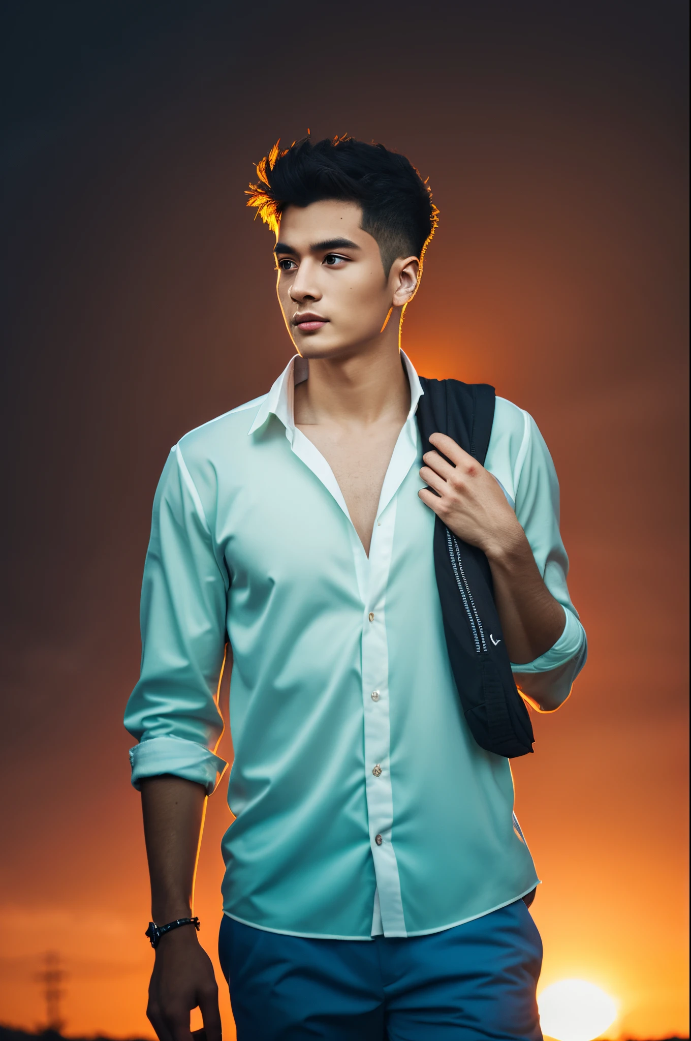 Handsome hunk, change background 8k