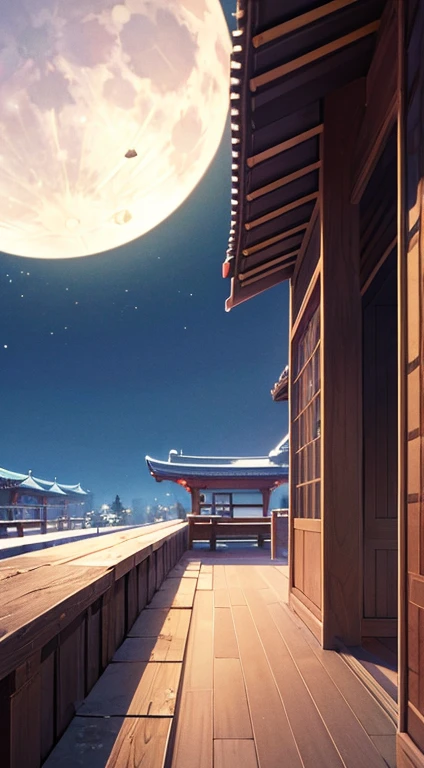 a moon、shrines、Background with