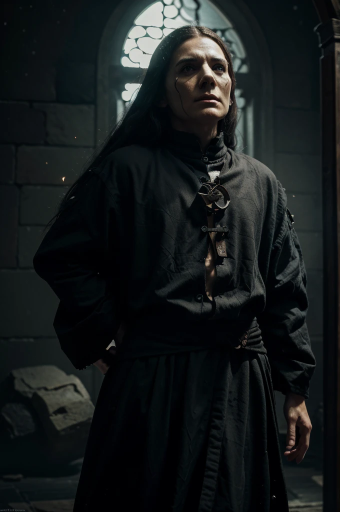 (extremely detailed 8k wallpaper), a medium shot photo of a fearful necromancer, intricate, high detail, dramatic
