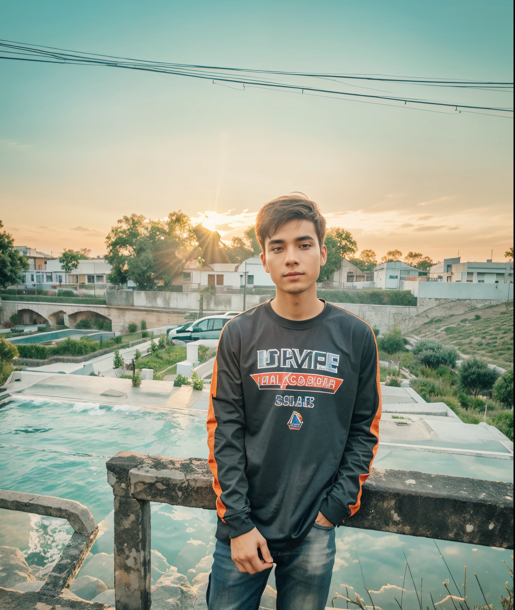 Background sunset smart boy realistic face what should what colour gap
