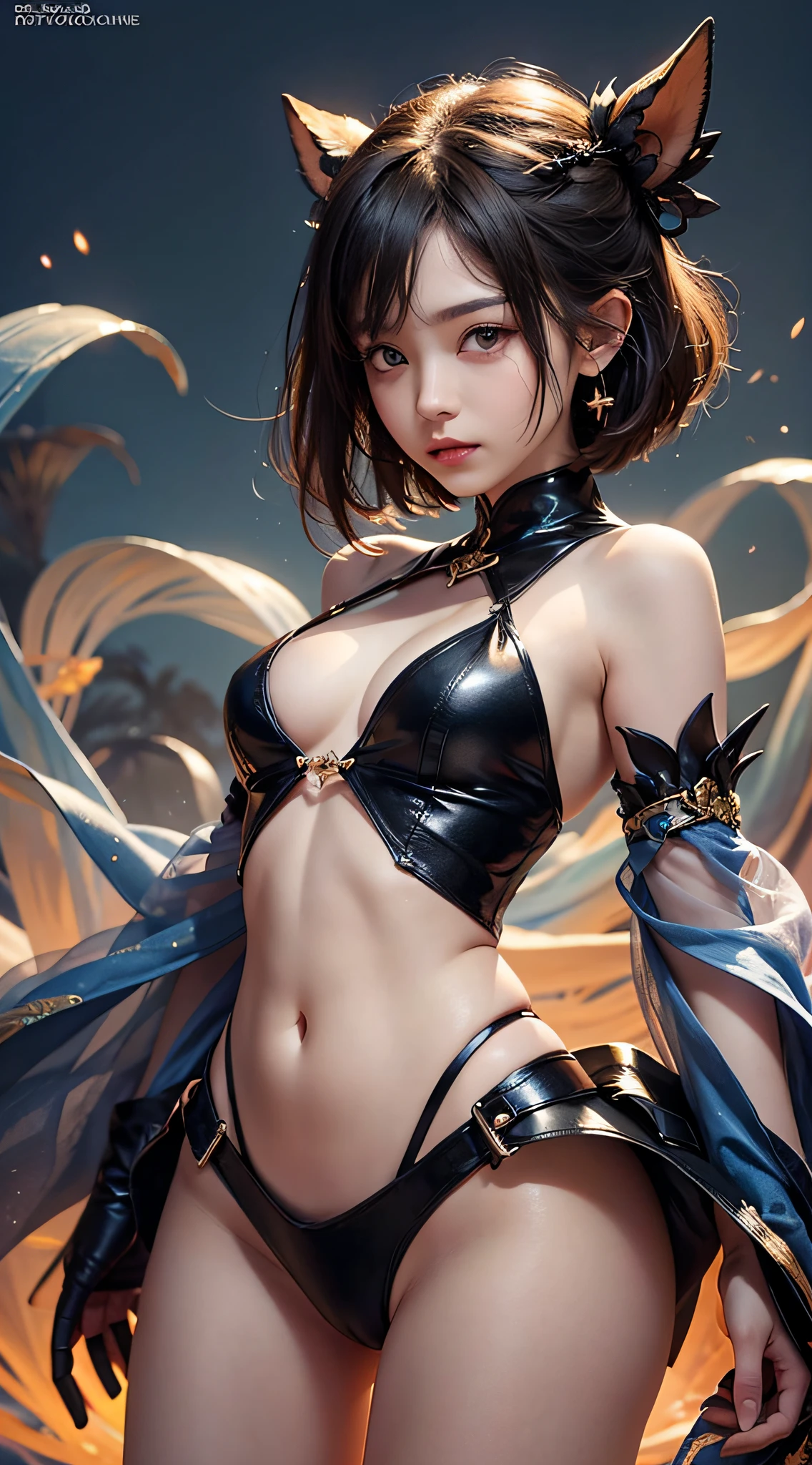 (a closeup:1.4)、(Raw photography:1.2)、(Photorealsitic:1.4)、(​masterpiece:1.3)、(top-quality:1.4)、(Beautiful woman with perfect body:1.4)、独奏、7headed body、(cute  face)、(kawaii:1.2)、(FULL BODYSHOT)、(middlebreasts:1.3)、(beautifully detailed eyes)、(charming big eyes)、(beautiful double eyelid)、(beautiful and detailed face)、(short-hair:1.2)、(Fantasia、Magic Effects、summoner:1.3)、heavy wind、see -through、Wet、short-hair、Dark hair、A slender、Small buttocks、beauty legs、Skinny Legs、surrealism、Cinematic lighting、depth of fields、One-person viewpoint、nffsw、masutepiece、ccurate、(perfect anatomia:1.2)、Textured skin、Super Detail、high details、hightquality、Best Quality、hight resolution、in 8K、