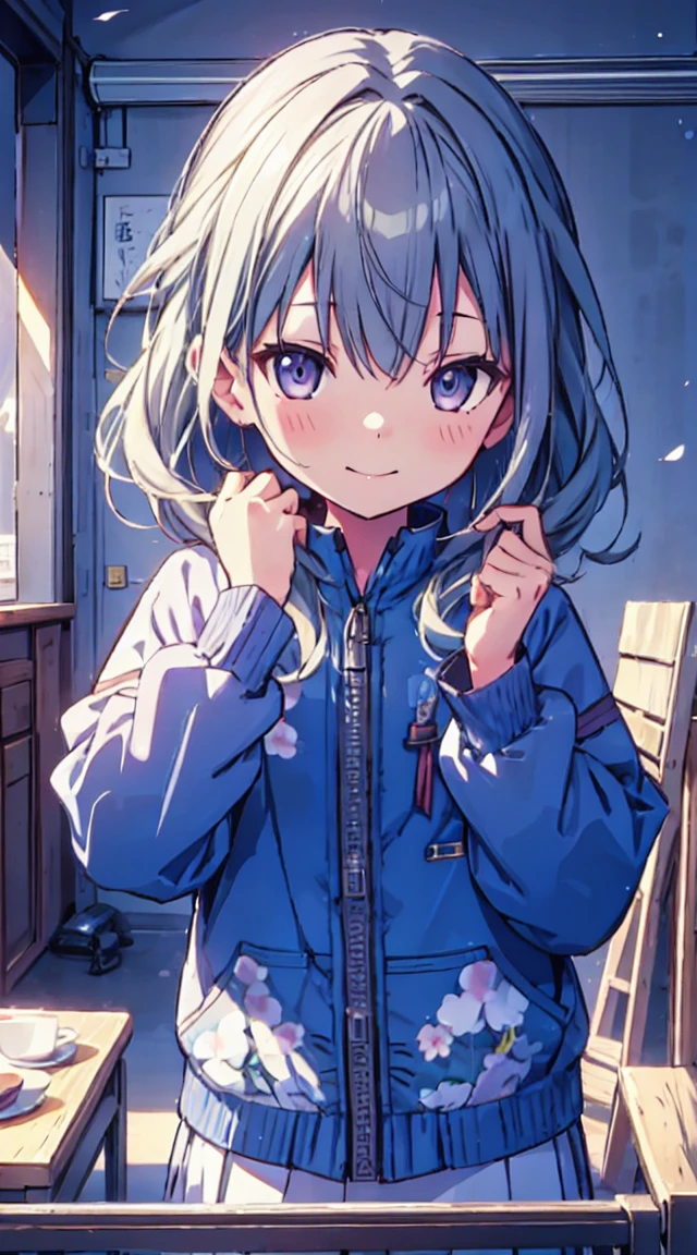 masutepiece, Best Quality,Illustration, Wallpaper, ultra -detail, 1little girl、♡、Futomo、Poses in motion、soft smiling、spring outfit