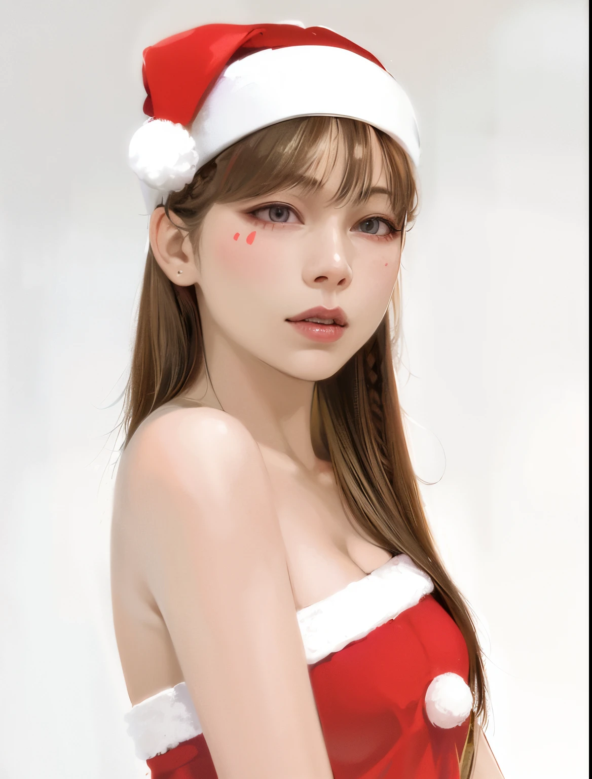 Haley Bennett, nude bunny santa claus sexy clothes, character portrait, 5 9 9 0 s, long hair, intricate, elegant, highly detailed, digital painting, artstation, concept art, smooth, sharp focus, illustration, art by wlop, charlie bowater and alexandra fomina