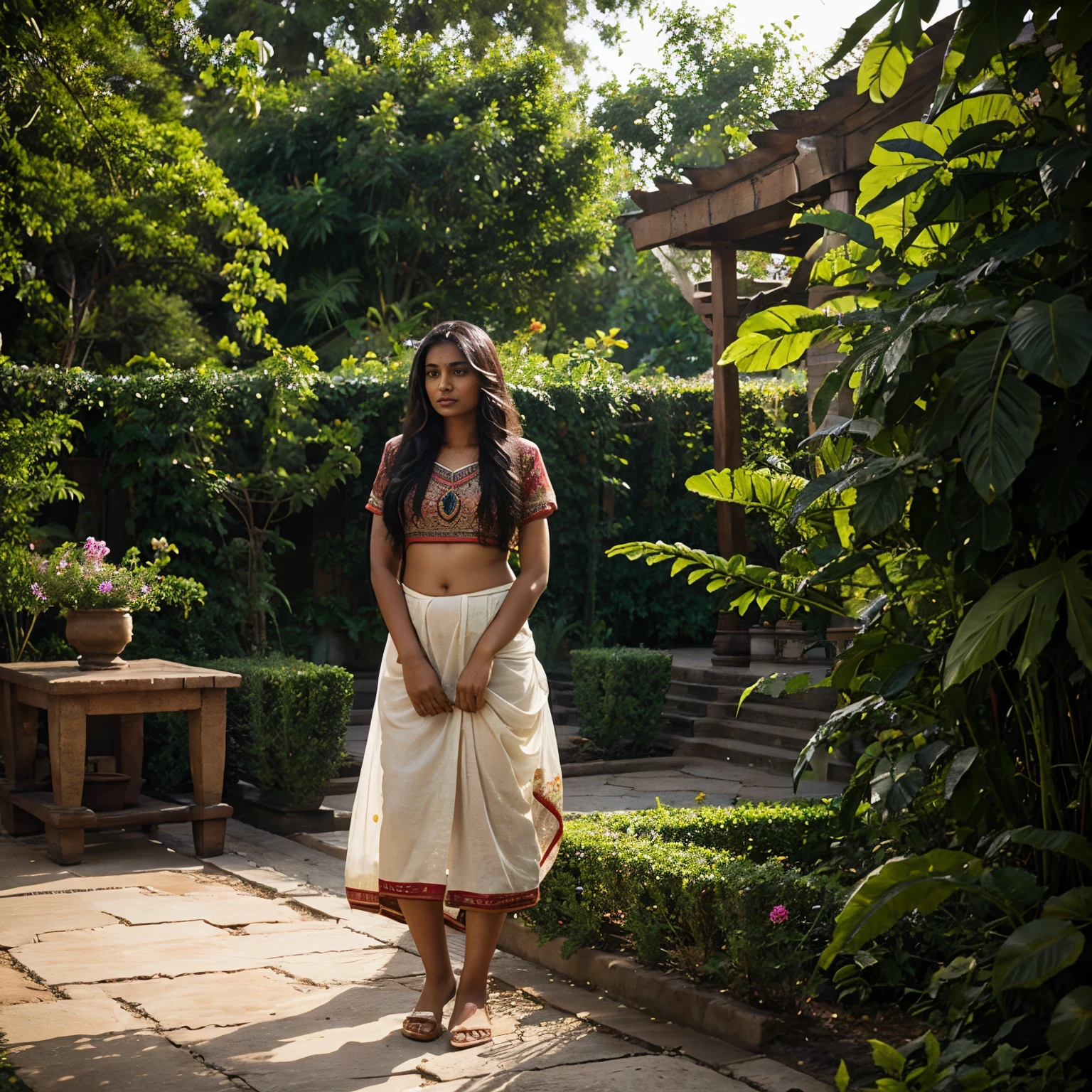 indian women in garden