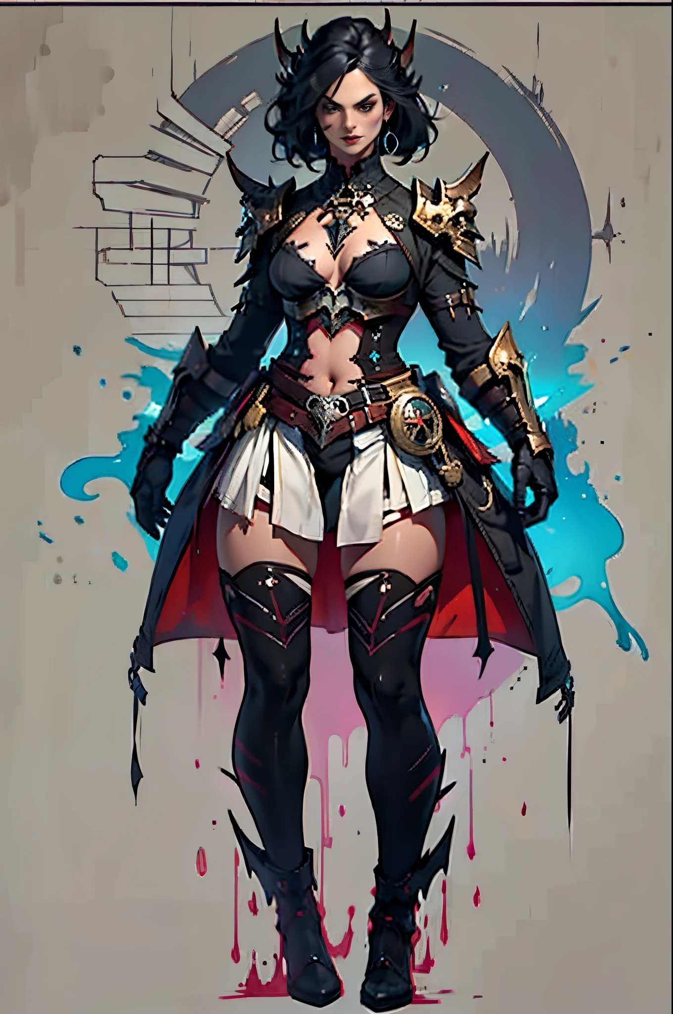 D14bl0 style female necromancer, three sided view, character chart, reference sheet, Gothic art, UHD, retina, masterpiece, 1080P, 16k, award winning