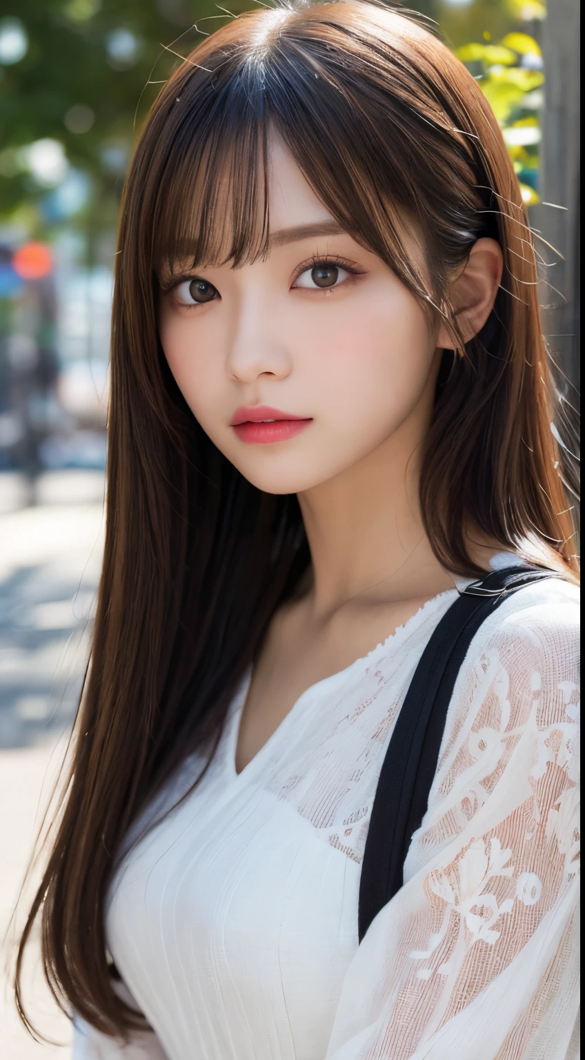 masutepiece, Best Quality, Illustration, Ultra-detailed, finely detail, hight resolution, 8K Wallpaper, Perfect dynamic composition, Beautiful detailed eyes, long-sleeved dresses,Straight hair,small tits,Natural Color Lip, Bold sexy poses,Harajuku、20 years girl、Cute、Sexy shot looking at camera,Cute,Perfect and beautiful face,Sateen