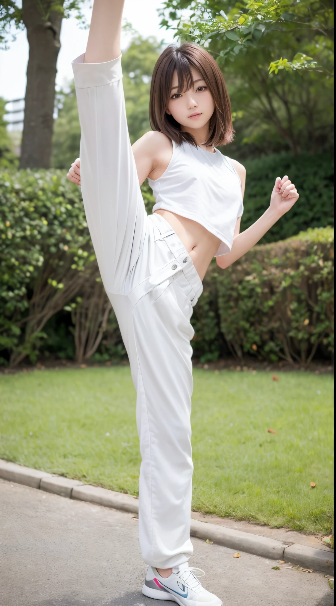 Kung fu girl fingering her pussy
